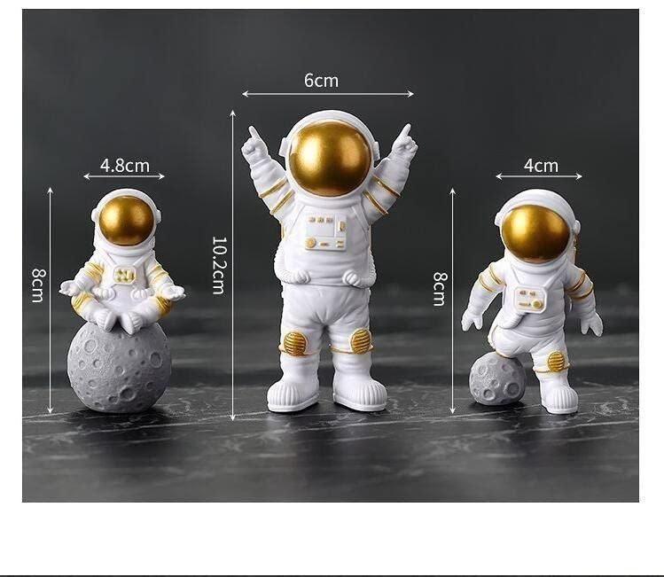 Astronaut Spaceman Statue Ornament Home Office Desktop Figurine Decors Set of 3 - Golden f1aa9d-aa