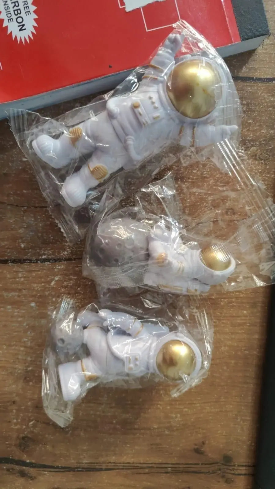 Astronaut Spaceman Statue Ornament Home Office Desktop Figurine Decors Set of 3 - Golden f1aa9d-aa